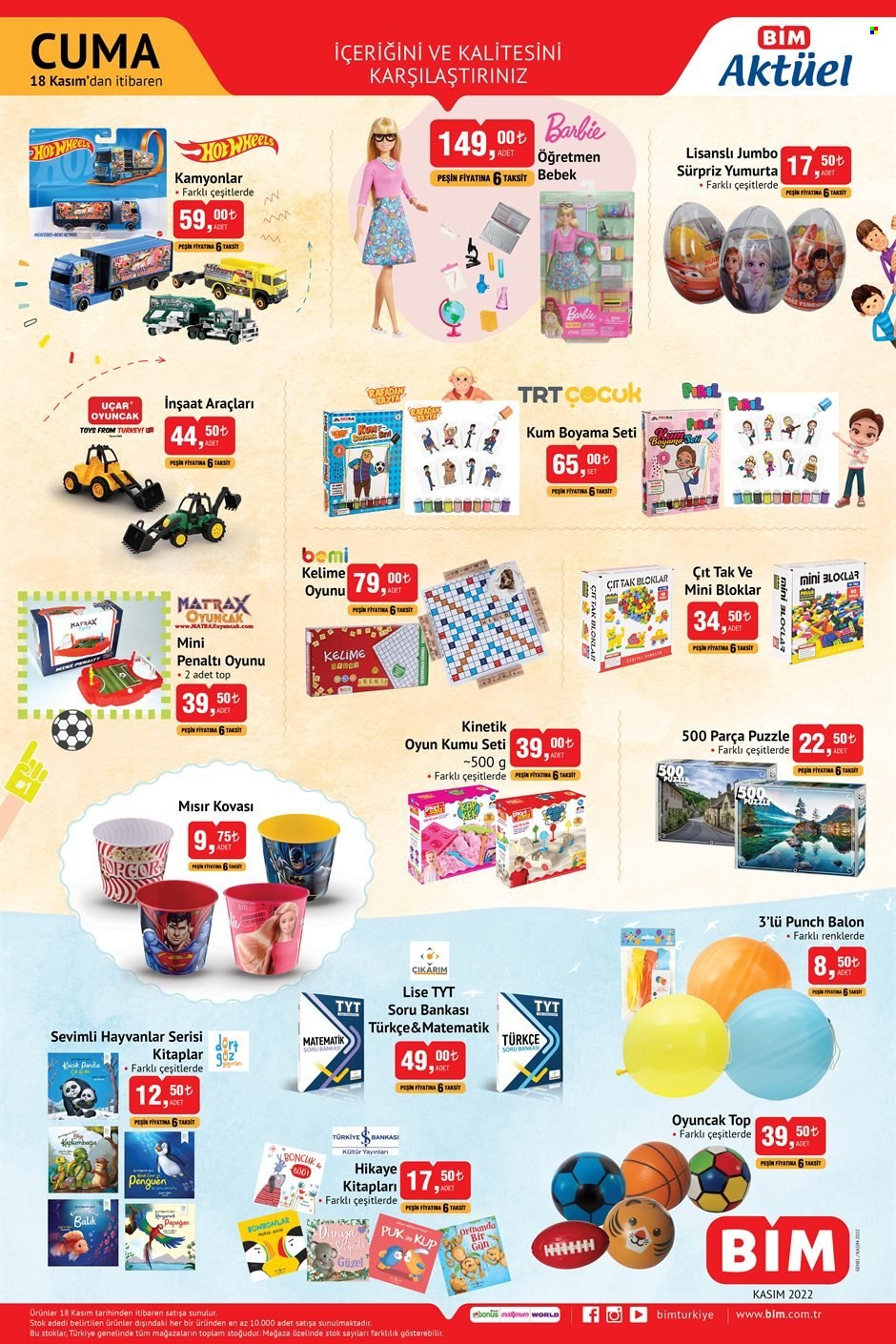 BİM aktüel ürünler, broşür  - 11.18.2022 - 12.27.2022 - Satıştaki ürünler - puzzle, oyun, oyuncak, barbie, yumurta, balık. Sayfa 3.