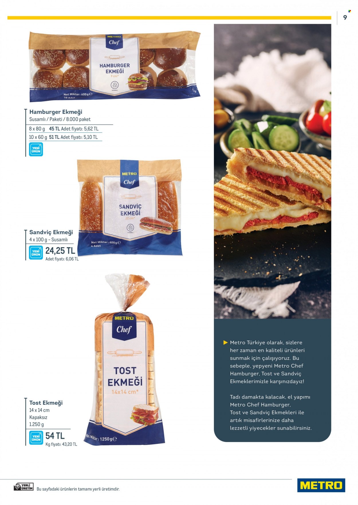 Metro aktüel ürünler, broşür  - 5.11.2023 - 6.7.2023 - Satıştaki ürünler - tost ekmeği, sandviç ekmeği. Sayfa 9.