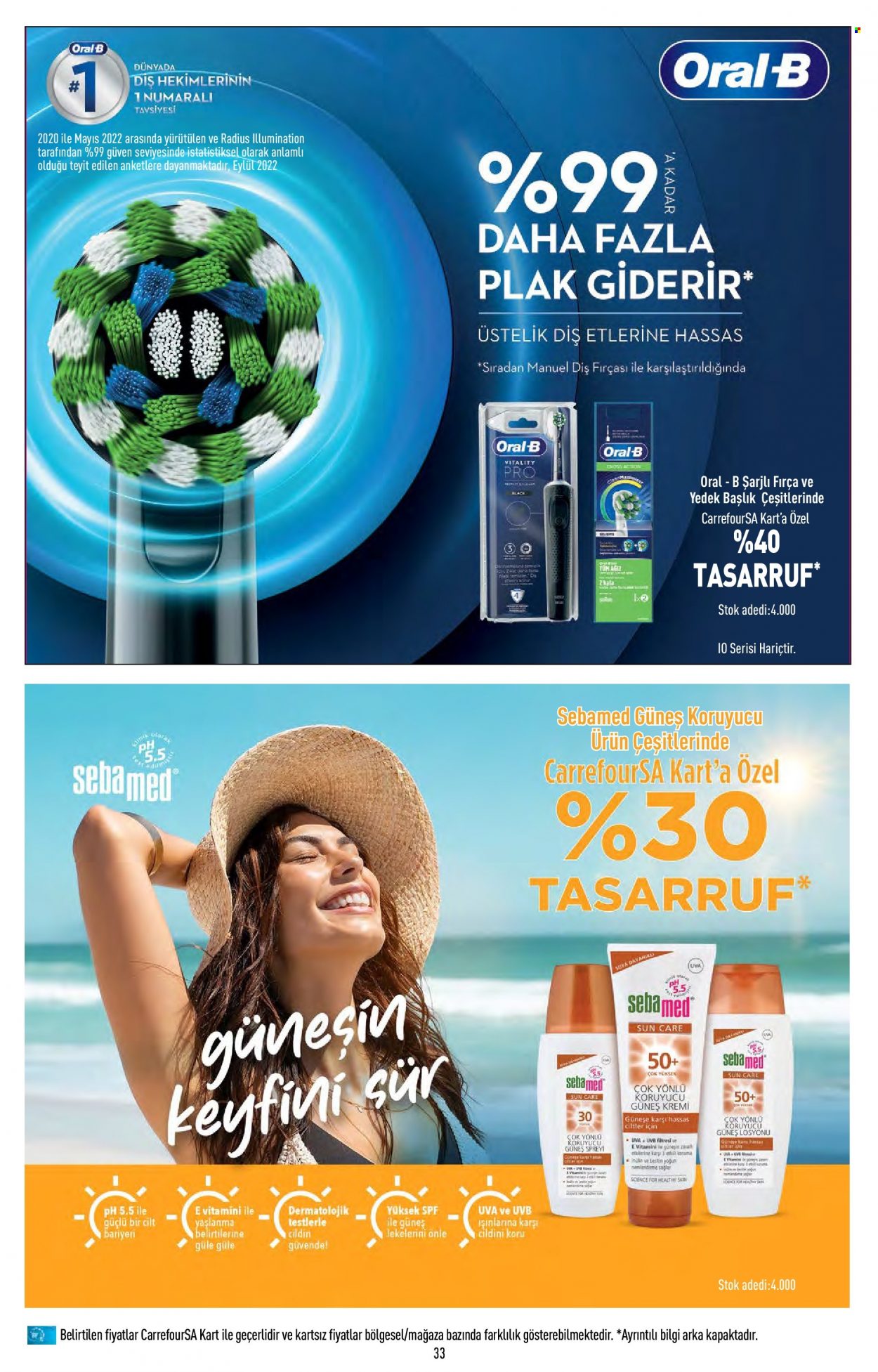 Carrefour aktüel ürünler, broşür  - 5.18.2023 - 5.31.2023 - Satıştaki ürünler - Oral-B, diş fırçası, kremi, losyonu, güneş kremi. Sayfa 33.
