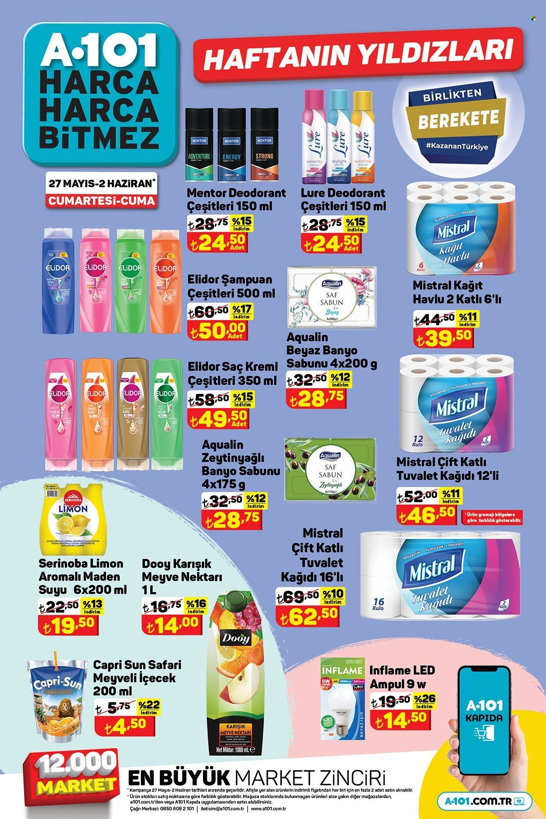 A101 aktüel ürünler, broşür  - 5.27.2023 - 6.2.2023 - Satıştaki ürünler - limon, tuvalet kağıdı, sabun, şampuan, kremi, saç kremi, deodorant. Sayfa 3.
