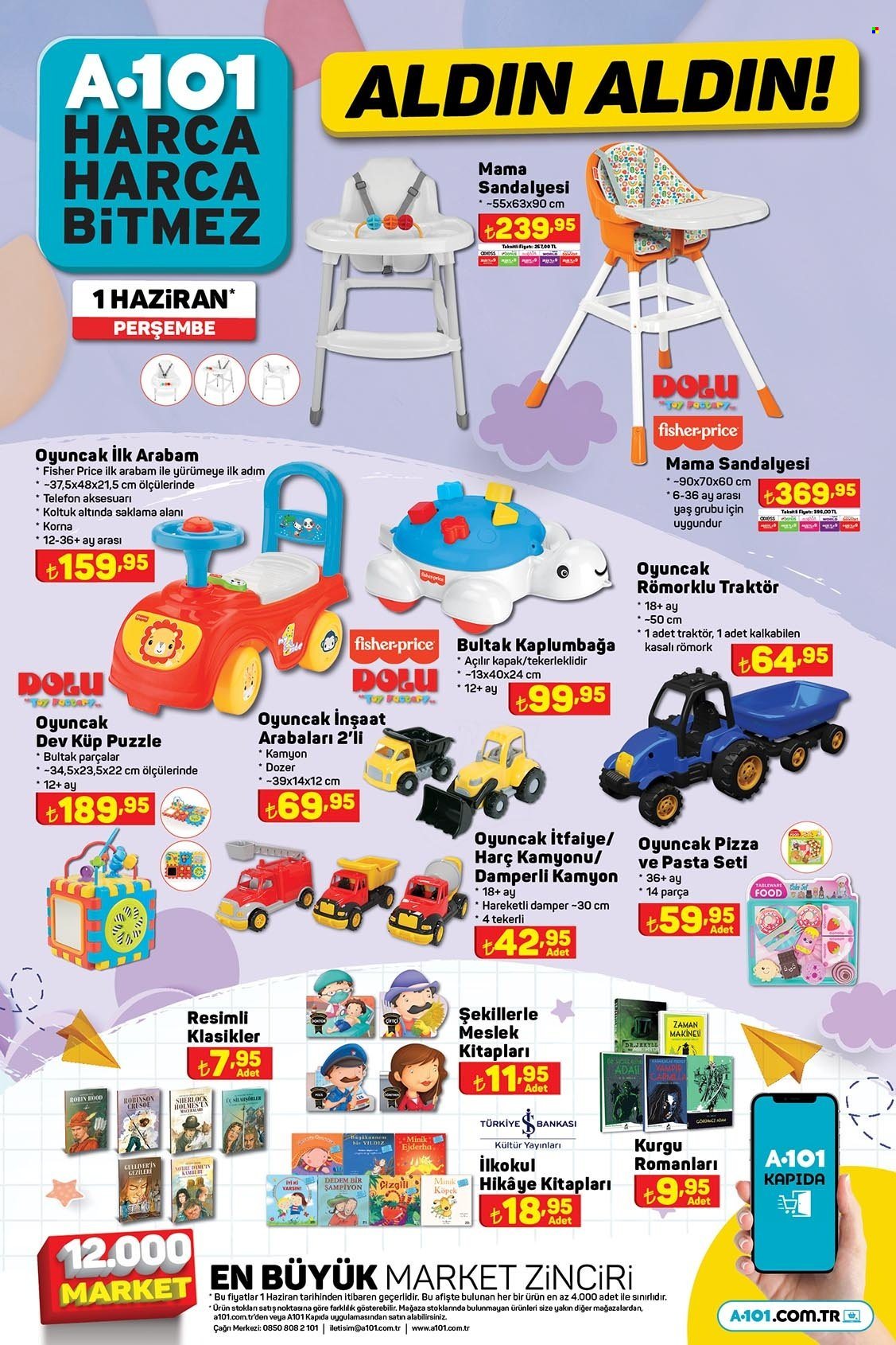 A101 aktüel ürünler, broşür  - 6.1.2023 - 6.7.2023 - Satıştaki ürünler - Fisher-Price, harç, oyuncak. Sayfa 9.