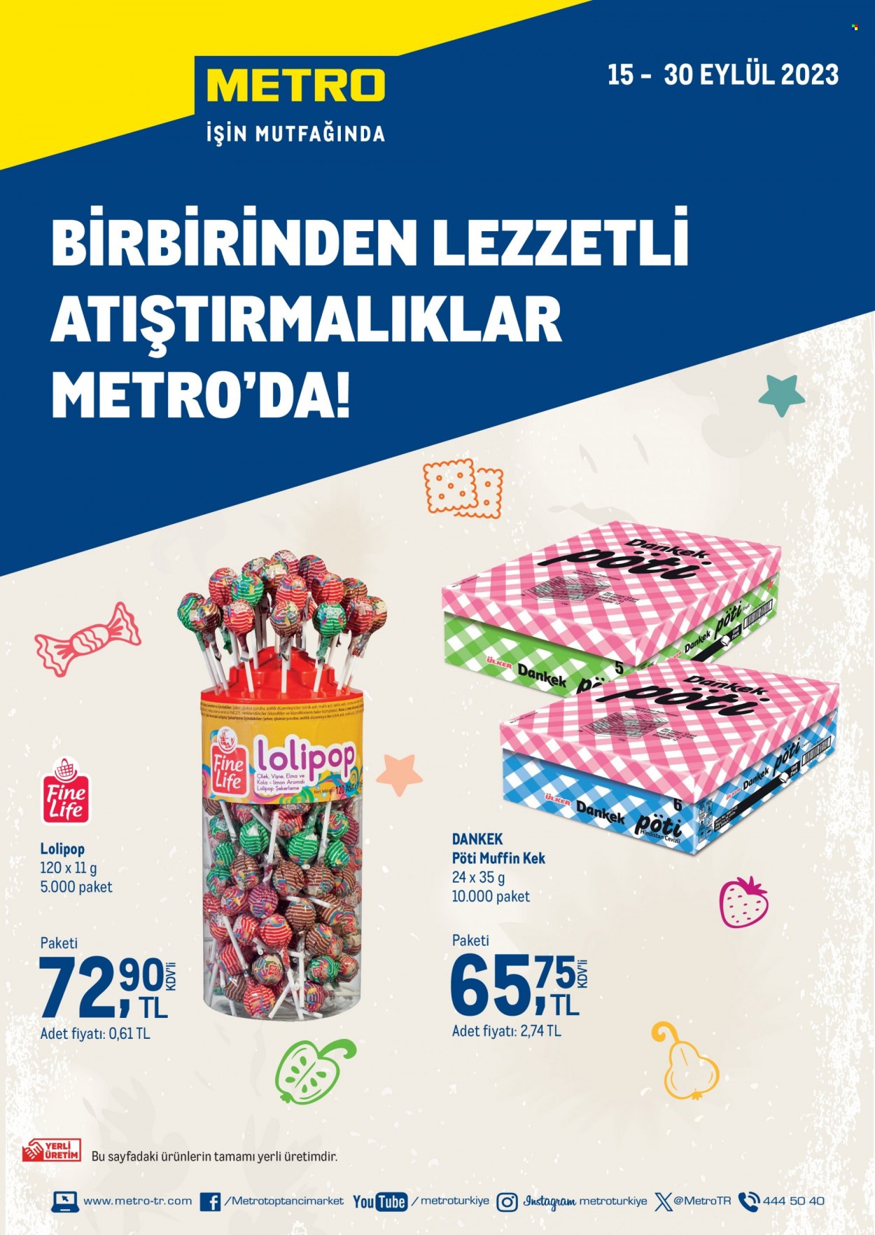 Metro aktüel ürünler, broşür  - 9.15.2023 - 9.30.2023 - Satıştaki ürünler - kek, limon, elma, Ülker. Sayfa 1.