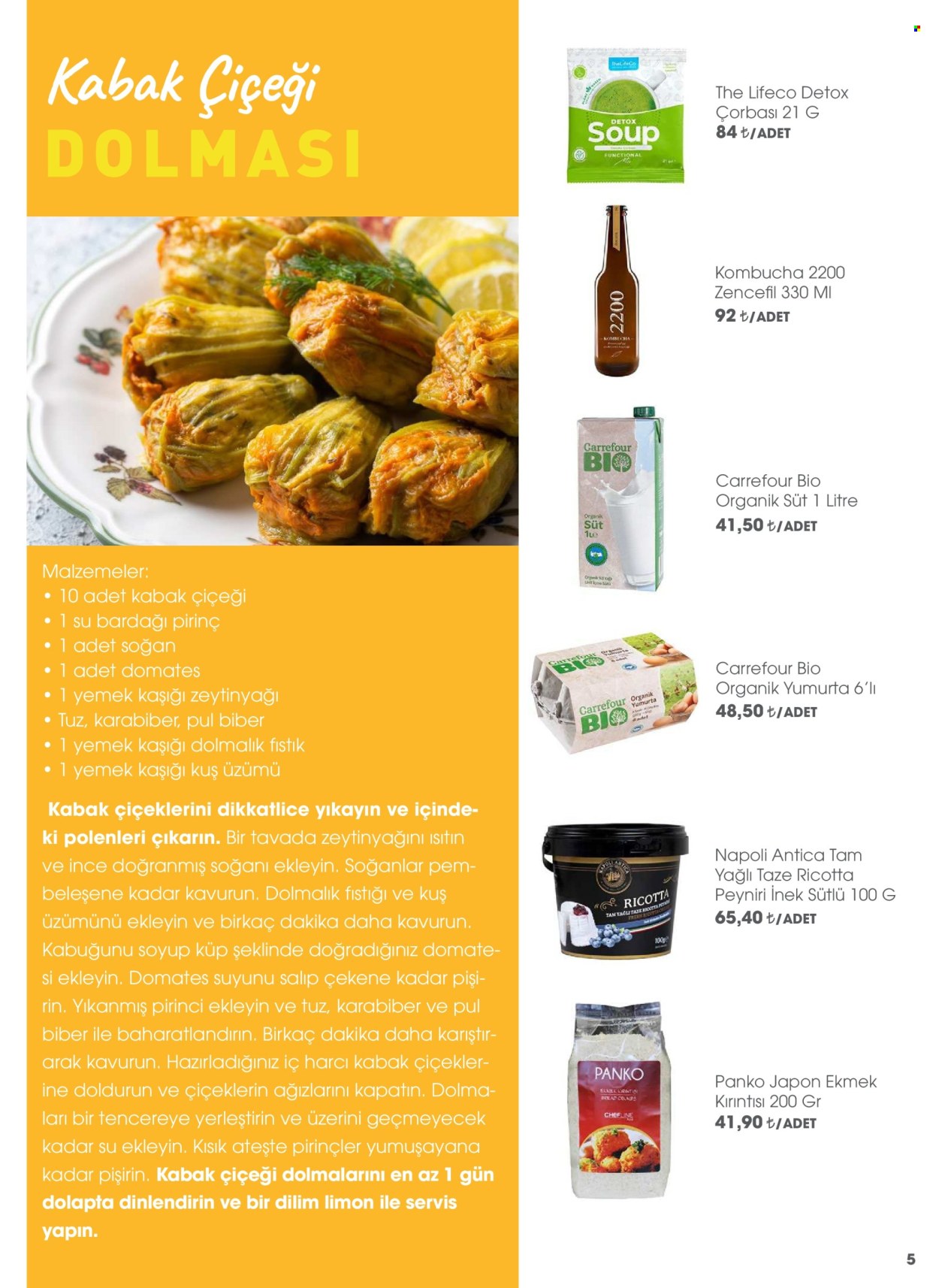thumbnail - Carrefour Gurme aktüel ürünler, broşür  - 4.1.2024 - 4.30.2024 - Satıştaki ürünler - ekmek kırıntıları, soğan, kabak, domates, peynir, pirinç, biber, zencefil, şıra. Sayfa 5.