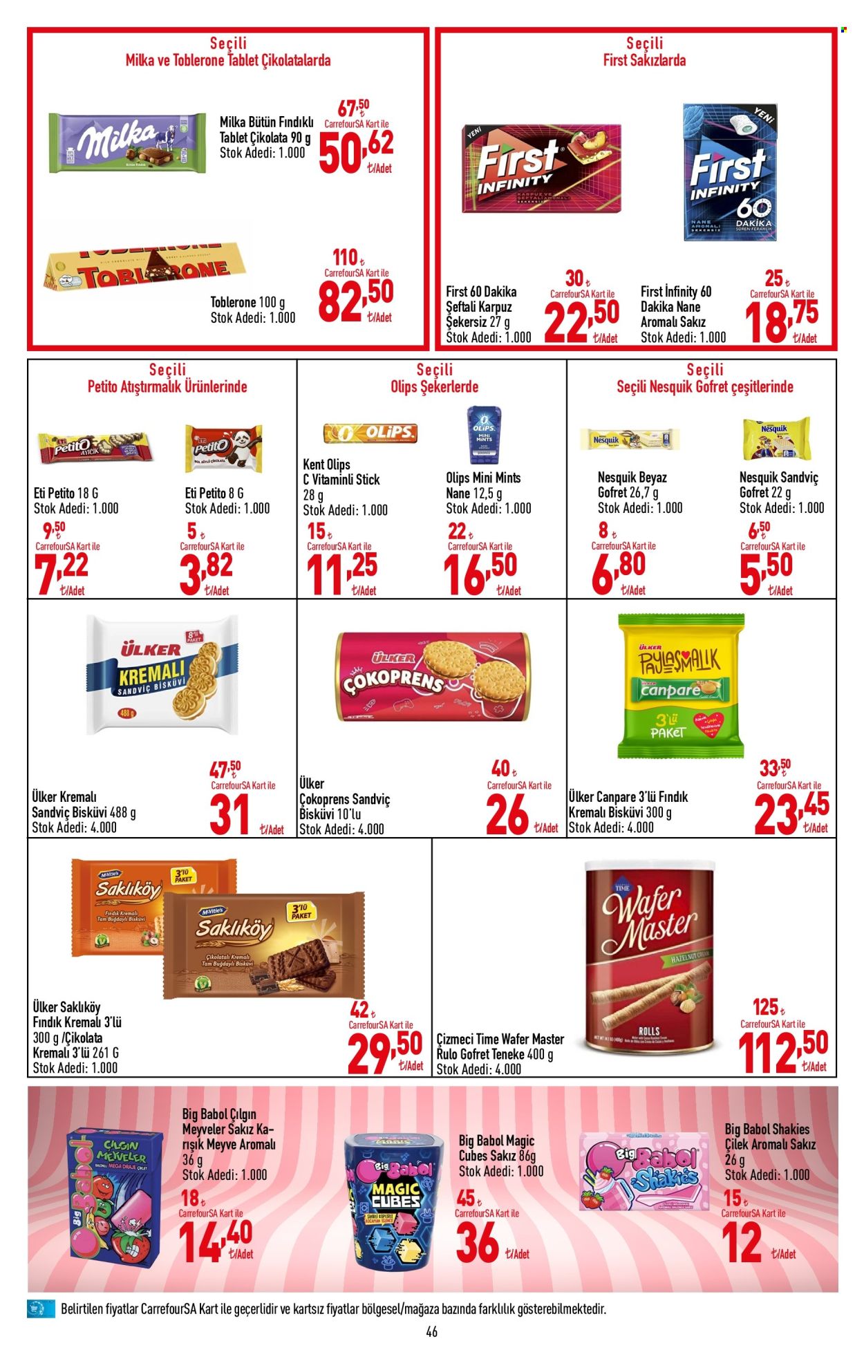 thumbnail - Carrefour aktüel ürünler, broşür  - 4.15.2024 - 5.1.2024 - Satıştaki ürünler - Milka, Toblerone, çikolata, Ülker, Nesquik, bisküvi, gofret. Sayfa 47.