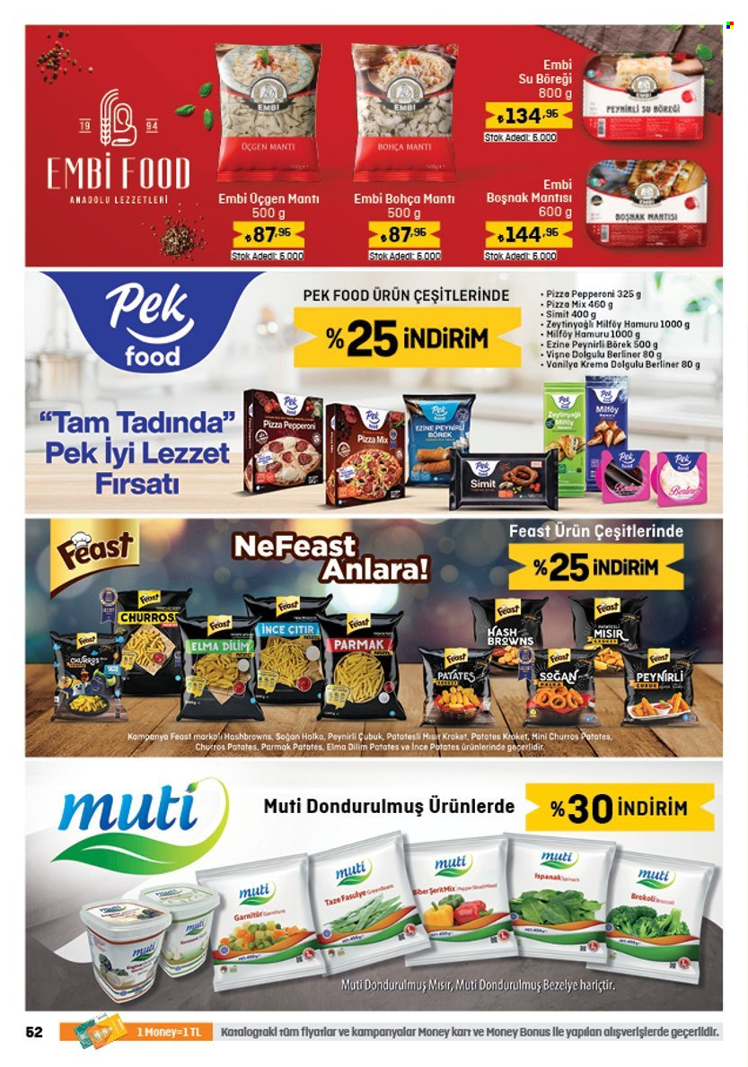 thumbnail - Migros aktüel ürünler, broşür  - 4.18.2024 - 5.1.2024 - Satıştaki ürünler - soğan, brokoli, taze fasulye, peynir, krema, vanilya. Sayfa 52.