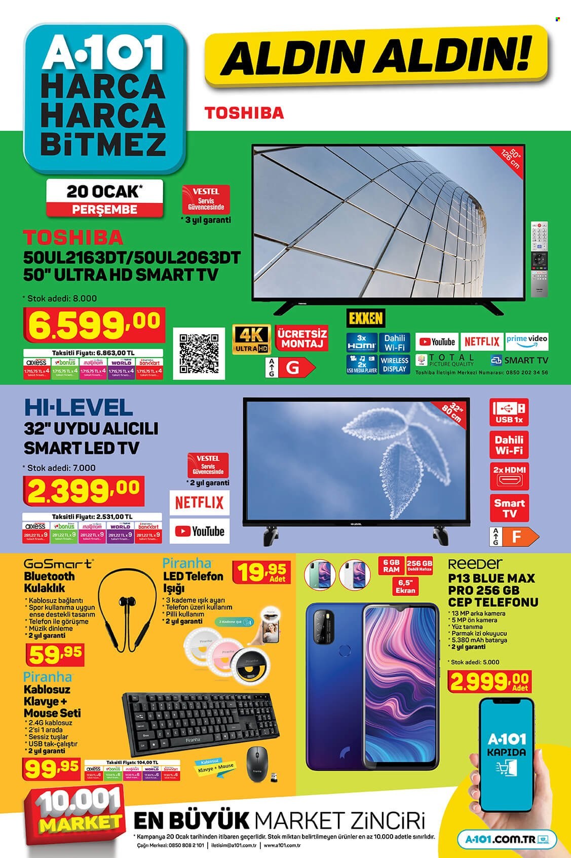 A101 aktüel ürünler, broşür  - 1.20.2022 - 1.28.2022 - Satıştaki ürünler - smart tv, spor, televizyon, mp, kulaklık, fare, led tv, kamera, batarya. Sayfa 1.