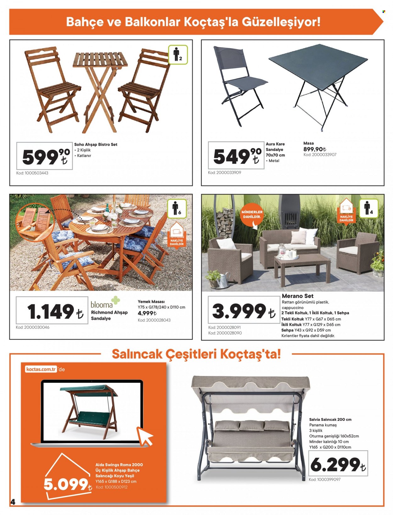 Koçtaş aktüel ürünler, broşür  - 6.9.2022 - 7.6.2022 - Satıştaki ürünler - sandalye, sehpa, masa, cappuccino, yemek masası. Sayfa 4.